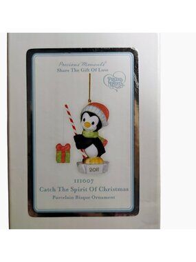 Precious Moments Catch The Spirit Of Christmas Penguin Ornament 2011 Porcelain